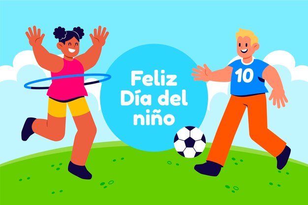 Flat children's day in spanish background