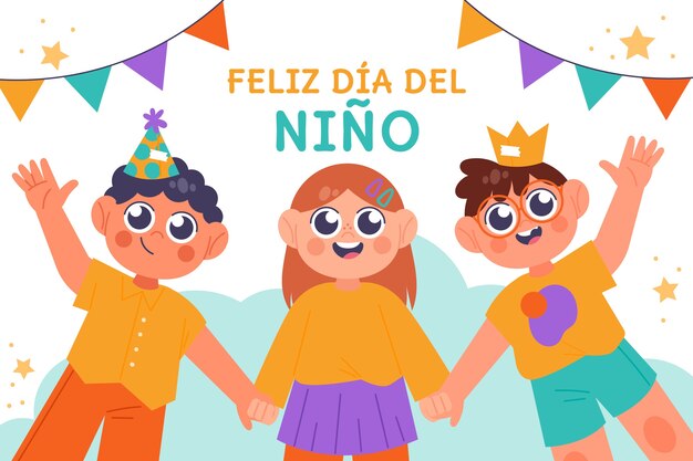 Flat children's day in spanish background