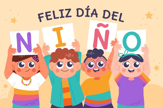 Flat children's day in spanish background