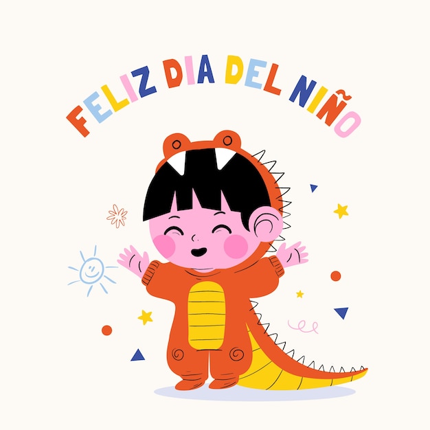 Free vector flat children's day in spanish illustration