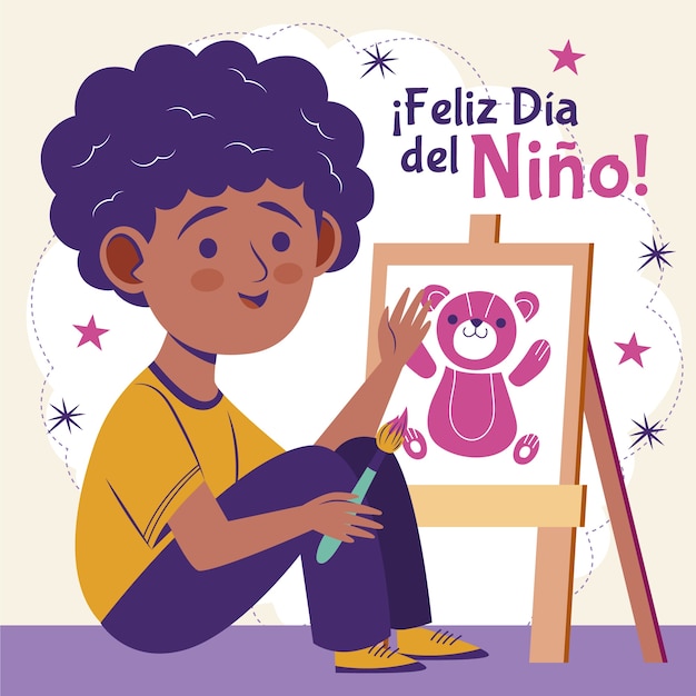 Flat children's day in spanish illustration