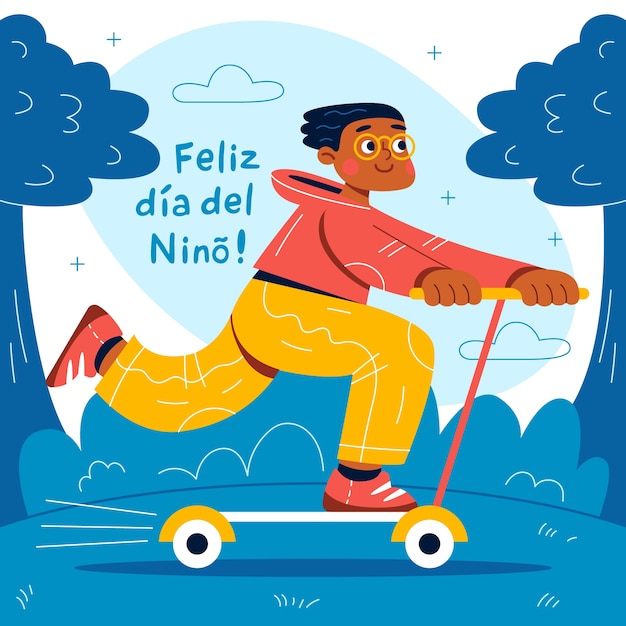 Flat children's day in spanish illustration