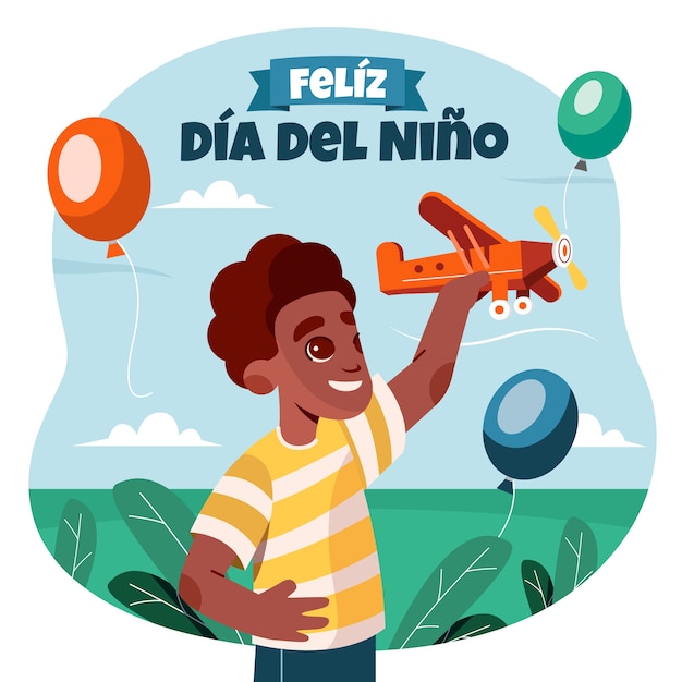 Free vector flat children's day in spanish illustration