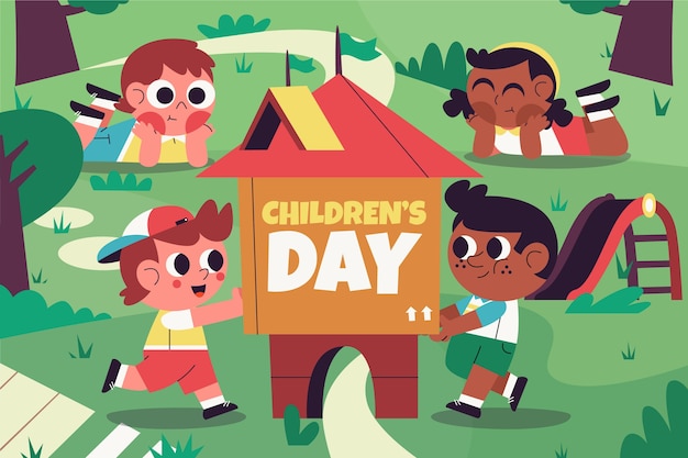 Free Vector flat childrens day background