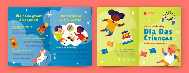 Flat childrens day brochure template