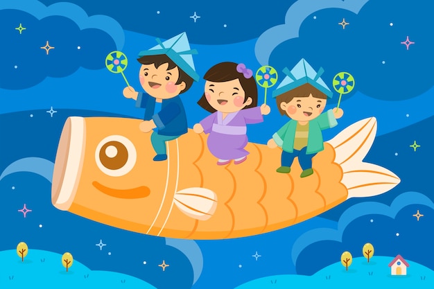 Flat childrens day illustration