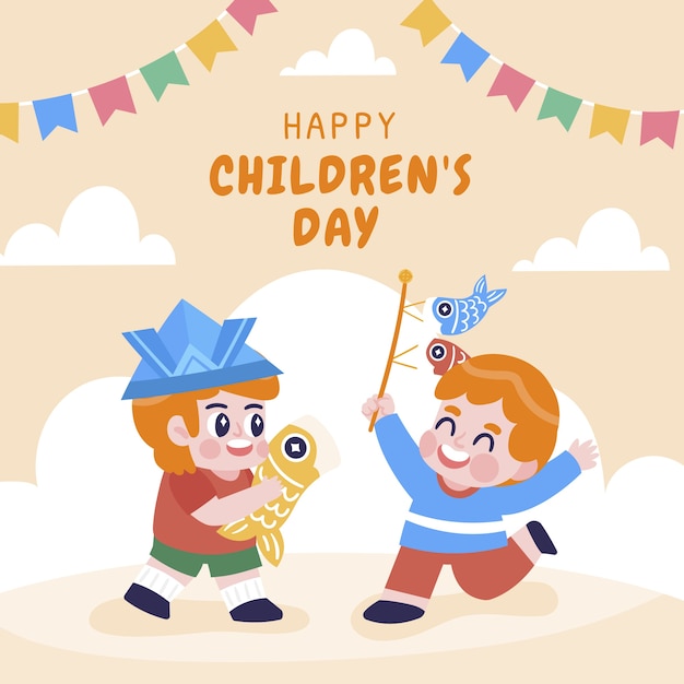 Flat childrens day illustration