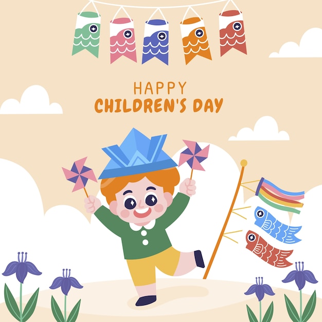 Flat childrens day illustration