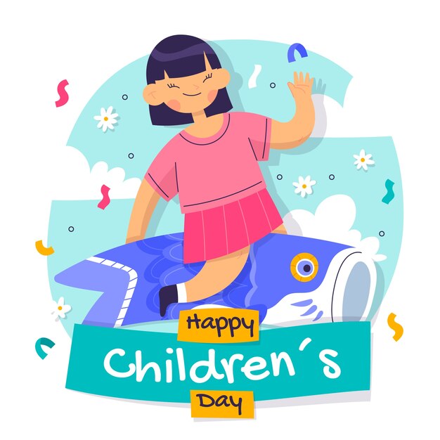 Flat childrens day illustration