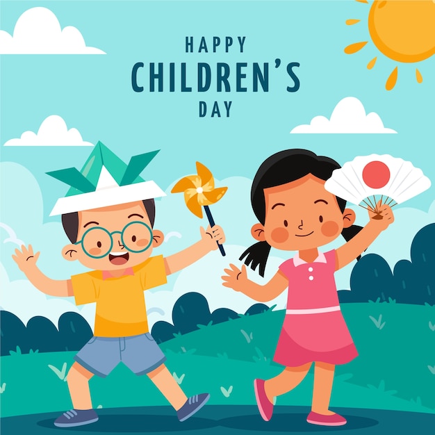 Flat childrens day illustration