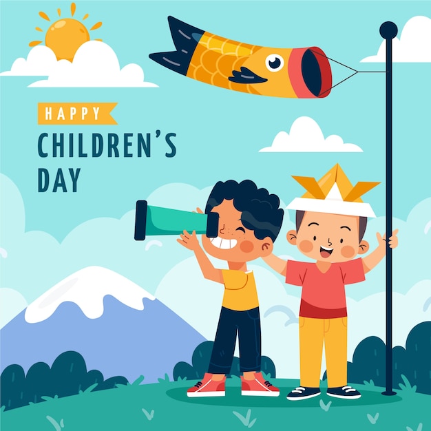 Flat childrens day illustration