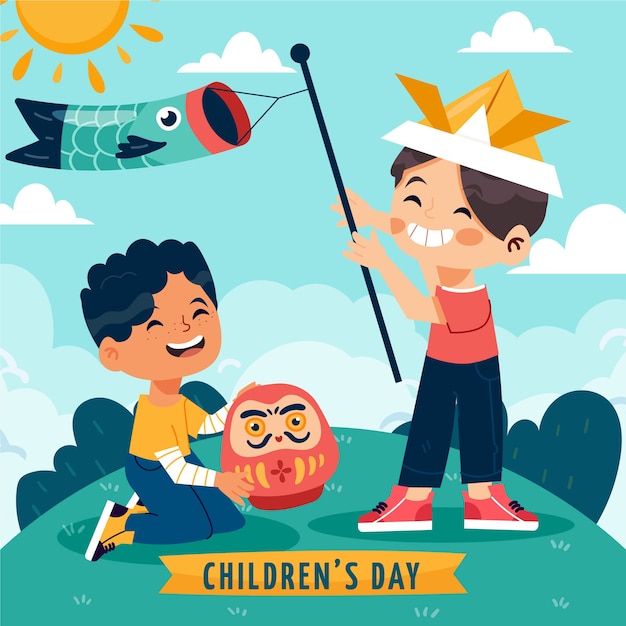 Flat childrens day illustration