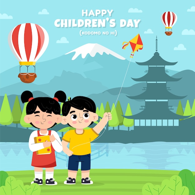 Flat childrens day illustration