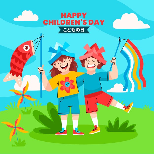 Flat childrens day illustration