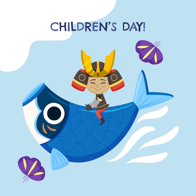 Flat childrens day illustration