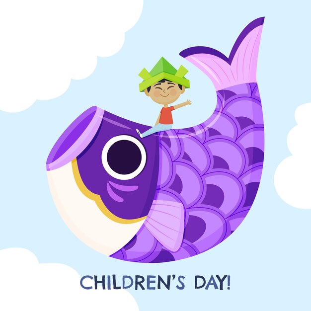 Flat childrens day illustration