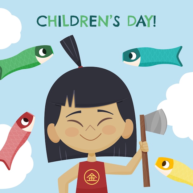 Flat childrens day illustration