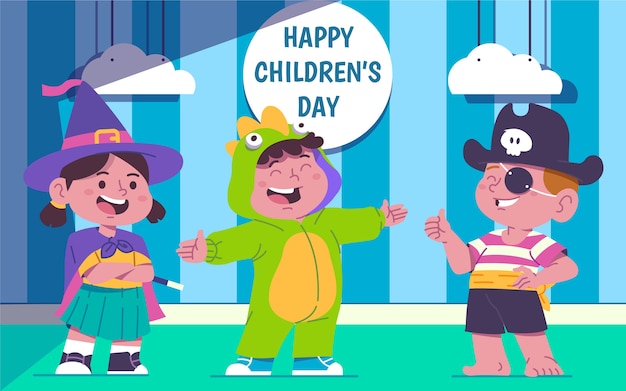 Flat childrens day illustration