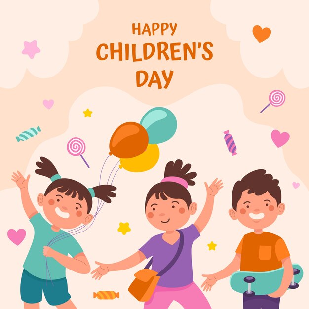 Flat childrens day illustration