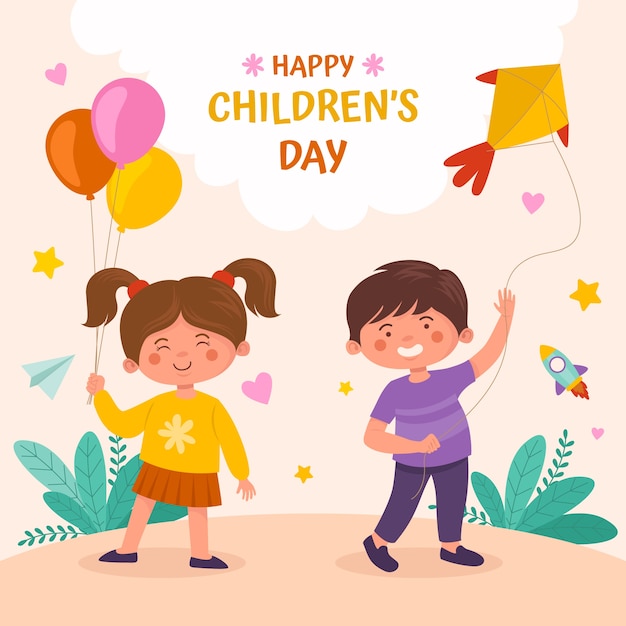 Flat childrens day illustration