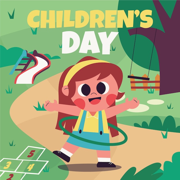 Free vector flat childrens day illustration