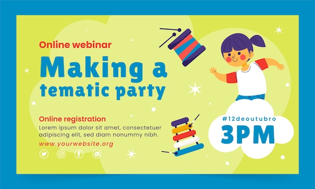 Flat childrens day webinar template