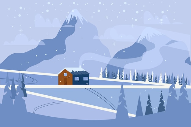 Free vector flat chill winter landscape