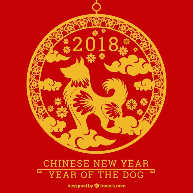 Flat chinese new year background