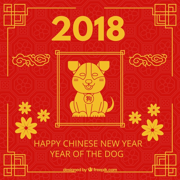 Flat chinese new year background