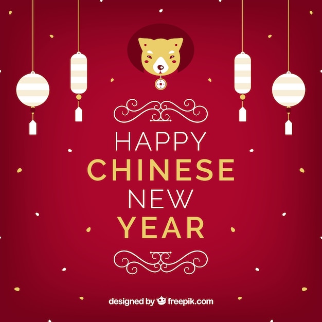 Flat chinese new year background