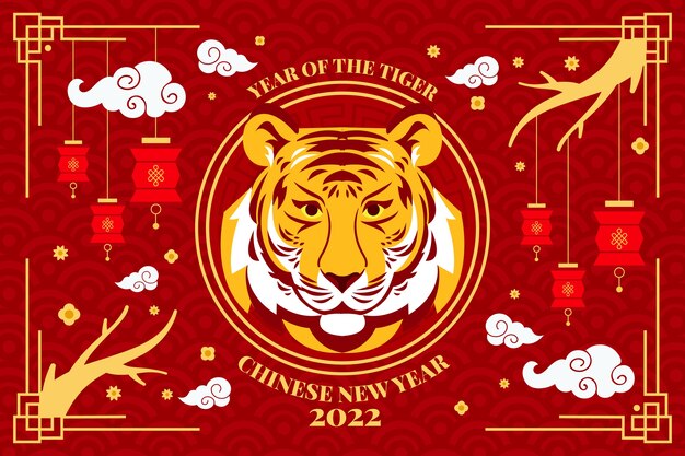 Flat chinese new year background