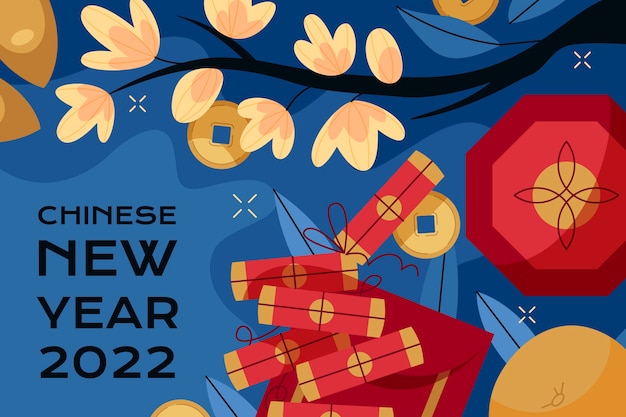 Flat chinese new year background