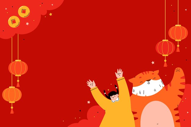 Flat chinese new year background