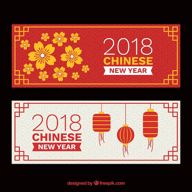 Flat chinese new year banners