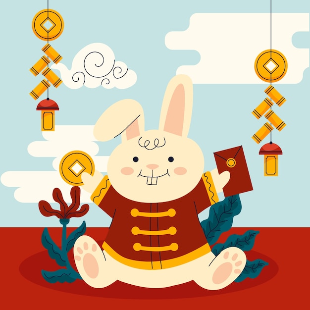 Free Vector flat chinese new year celebration illustration