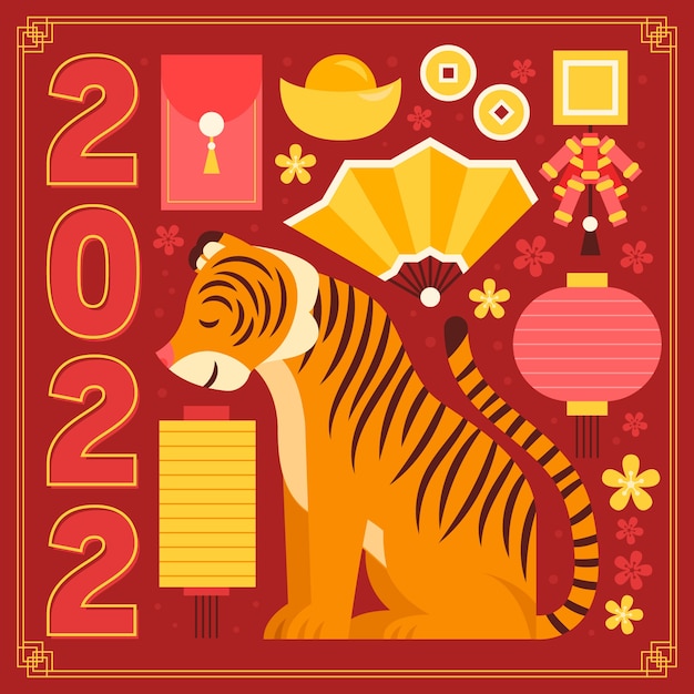 Flat chinese new year illustration