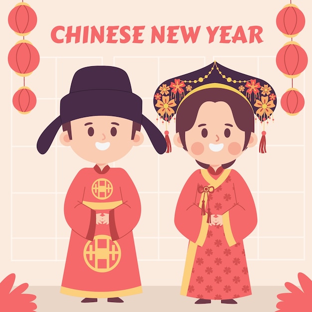 Flat chinese new year illustration