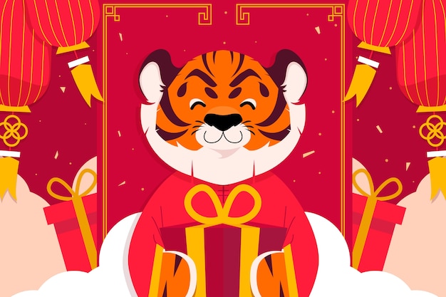 Flat chinese new year illustration