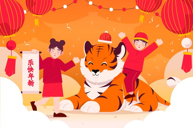 Flat chinese new year illustration