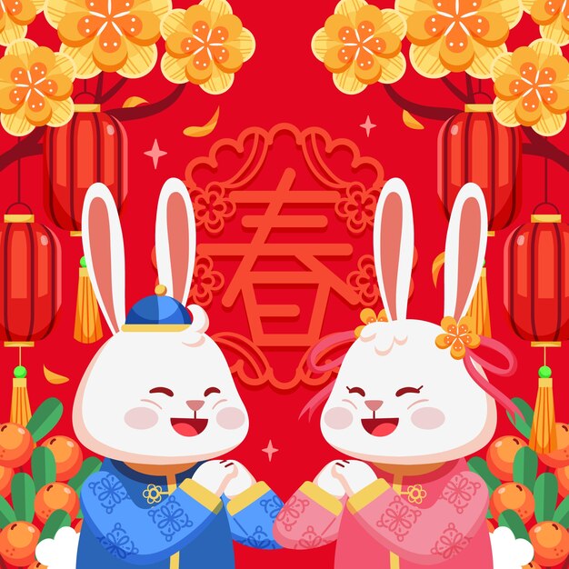 Flat chinese new year illustration