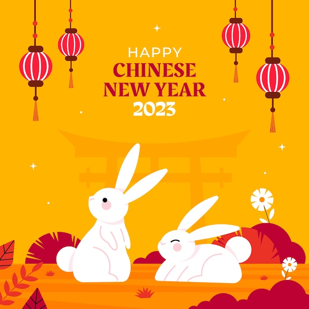 Flat chinese new year illustration