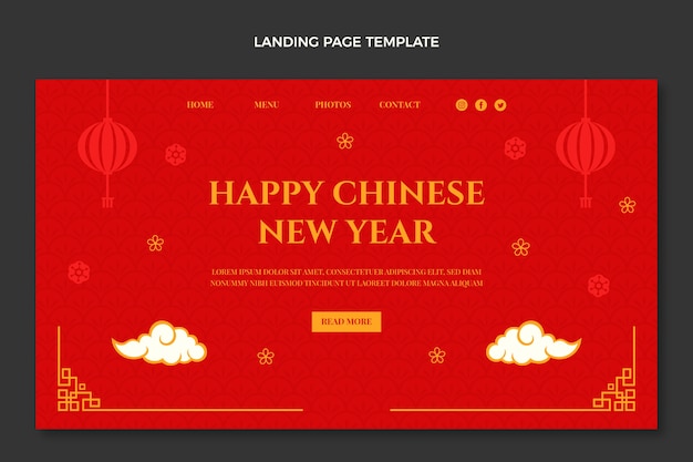 Flat chinese new year landing page template