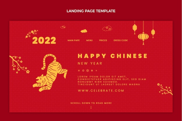 Flat chinese new year landing page template