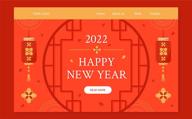 Flat chinese new year landing page template