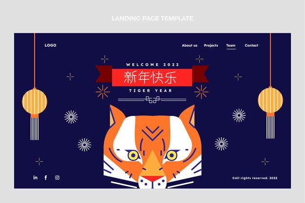 Flat chinese new year landing page template