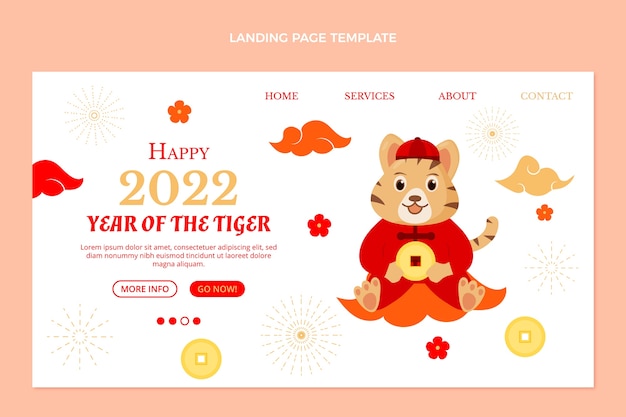 Flat chinese new year landing page template