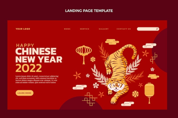 Flat chinese new year landing page template