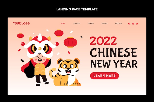 Flat chinese new year landing page template