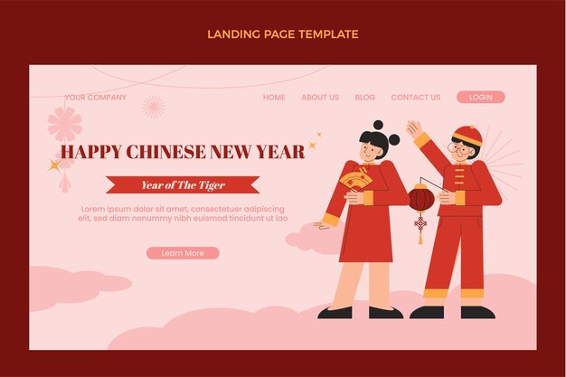 Flat chinese new year landing page template