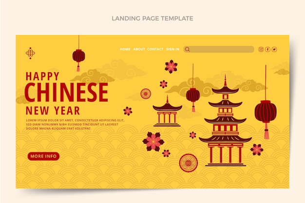 Flat chinese new year landing page template